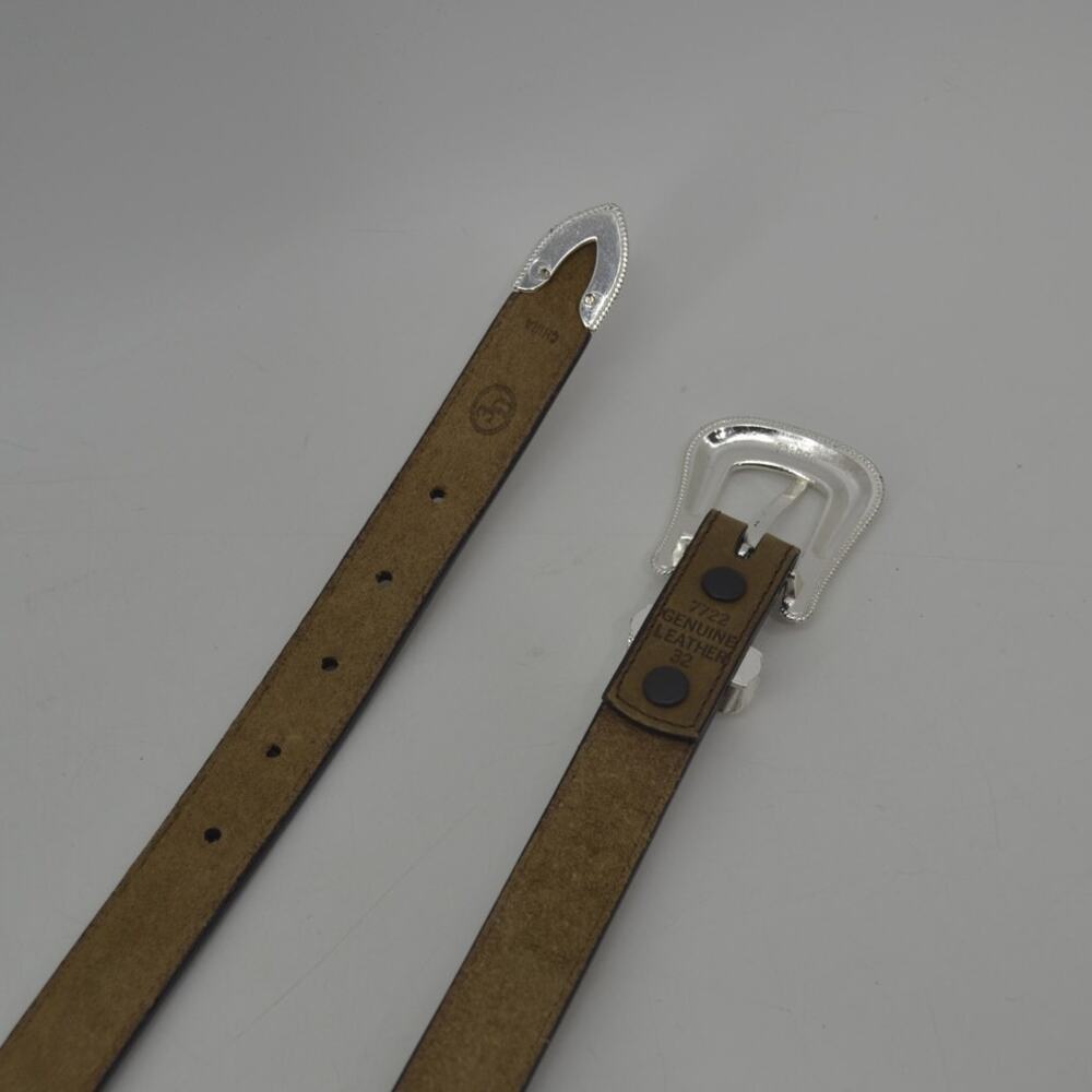 3D Western Brown Leather Belt Cowgirl Size 32 Heart Conchos - Picture 5 of 11